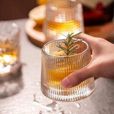 Набір склянок для віскі Weobao 3 шт. Old Fashioned, ручної виготовлення, кришталь, без свинцю, 160 мл. Ідеально для скотчу, бурбону, коньяку та коктейлів.