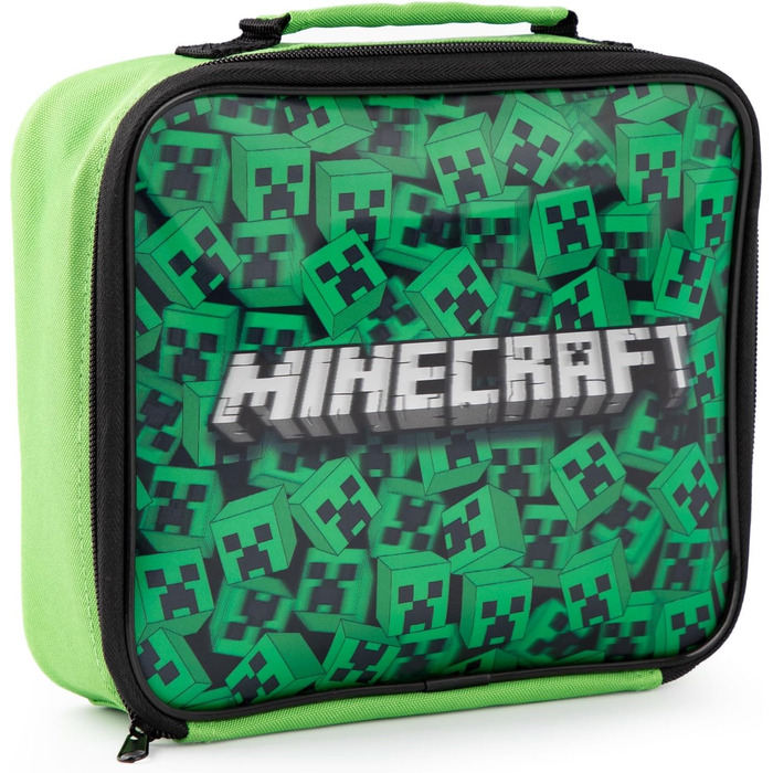 Набір ланч Minecraft Creeper: ланчбокс, пляшка та контейнер для перекусу. Ідеальний подарунок для хлопчиків-геймерів. Темно-зелений.