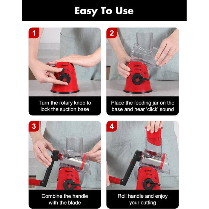 Трока для овочів та сиру з 3 наборами лез, біла (червоно-чорна, 5 лез)