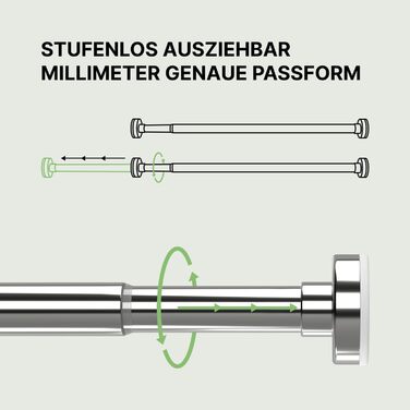 Штанга для душу без свердління 90-160 см, срібна, Ø 25 мм, телескопічна – для ванни, душу та перегородки, 1 шт.