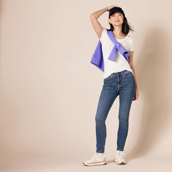 Джинси скінні жіночі Amazon Essentials з високою талією, середній wash (46 розмір)