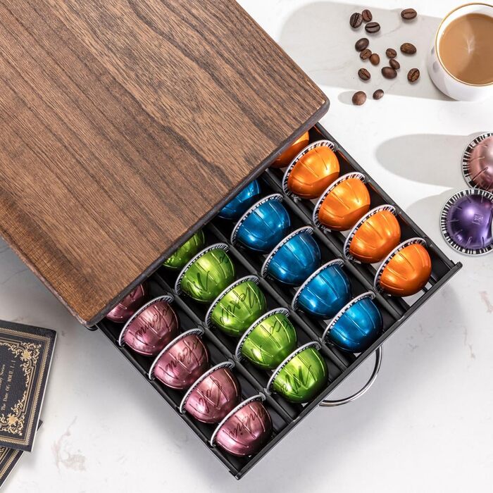 Підставка для капсул Nespresso Vertuo (дерев'яний верх, 40 капсул) - Органайзер для кавових капсул