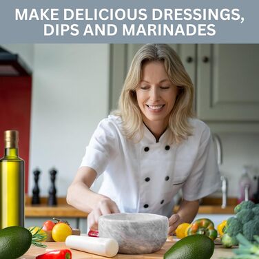 Набір для розмелювання Homiu: ступка та товкачок з натурального граніту, преміум-якість, великий діаметр 15.5 см