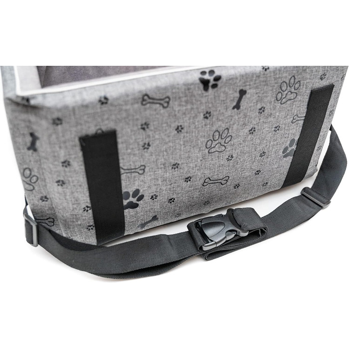 Автокрісло для собак Boutique Zoo | Зручне автокрісло для собак, котів та інших тварин | Для заднього сидіння або пасажирського сидіння | Автоматичне ліжко/сумка для собак | Поліестер, штучна замша | Колір: | Розміри: (L (57x50 см), Сірий / Чорний)