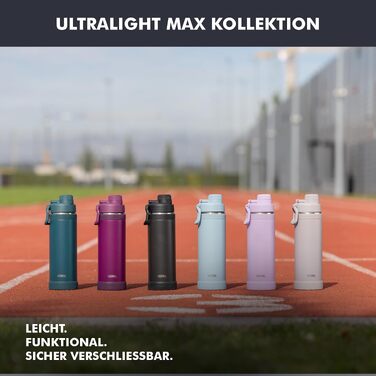 Термос Thermos Ultralight Max 1.0 л зі сталі, світло-блакитний (Tourmaline Mat) — легка вакуумна пляшка для спорту та подорожей, зберігає тепло 12г та холод 24г