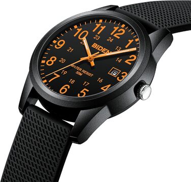 Чоловічий годинник: аналоговий кварцовий годинник з водозахистом 30M, стильний дизайн для чоловіків (A4-r015-schwarz Orange)