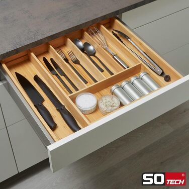 Органайзер для столових приборів Orga-Box III висувний для кухонь Nobilia (40-60 см), бамбук, 6-8 відділень