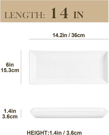 MALACASA Набір сервірувальних тарілок з порцеляни, 4 шт., 30 x 18 см, білий