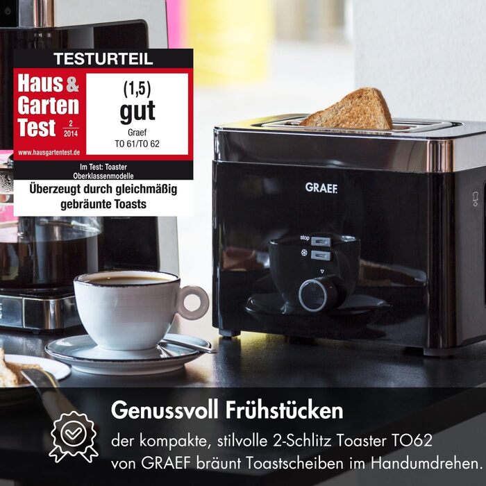 GRAEF 2-Slice Toaster TO 62, black