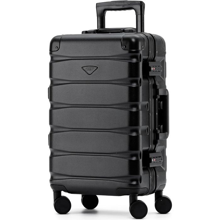 Чемодан Flight Knight Premium Travel - 8 коліс, алюмінієва рама, ABS корпус, 55x35x20 см, чорний