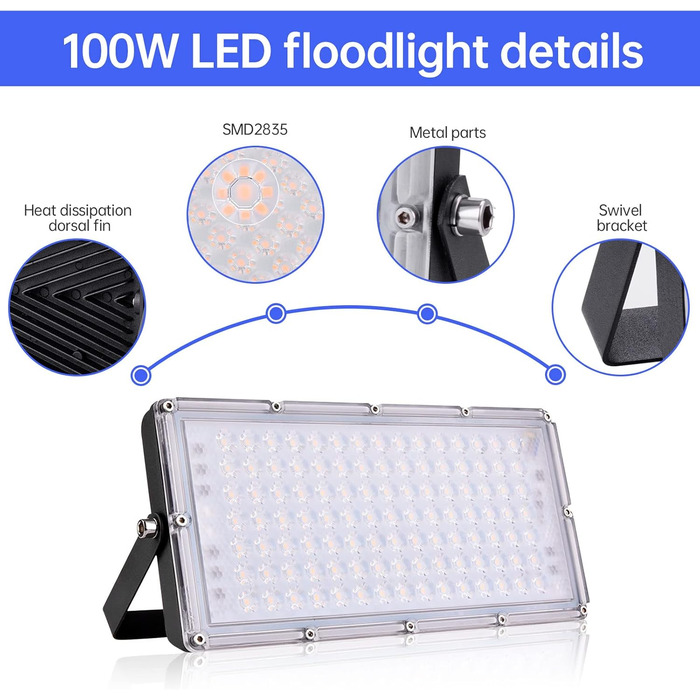 LED Floodlight 300W 30000LM Spotlight Outdoor Floodlight, 3000K Warm White Floodlight - IP65 Waterproof Floodlight Outdoor Wall Lights for Garden, Terrace, Garage, Sports Field, Factory, Workshop (10 Pieces, 100W Warm White)