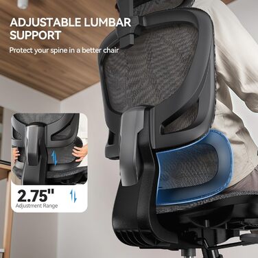 Офісний стіл Noblewell з високою спинкою, комп'ютерне крісло з сітчастої тканини з підтримкою попереку, 3D-підлокітники, подвійна спинка та регульована підголівник