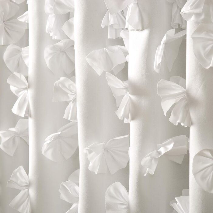Шторка для душу Lush Decor Riley, 183x183 см, білий/квітковий, з бантиками, романтичний дизайн