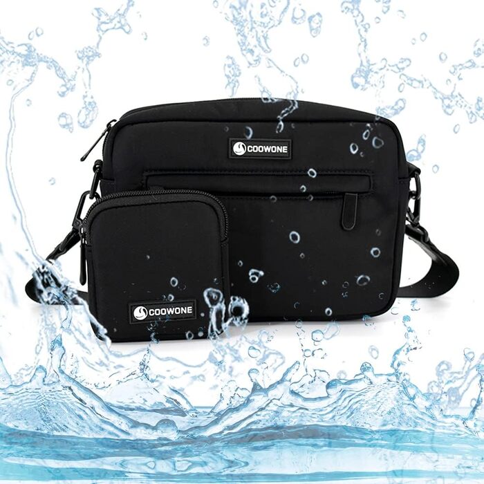 Сумка для ласощів для собак COOWONE, водонепроникна, з інтегрованим диспенсером для відходів, регульована через плече (Чорна)