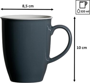 Набір посуду Ritzenhoff & Breker Doppio, 8 предметів, порцеляна, антрацит, кавові чашки