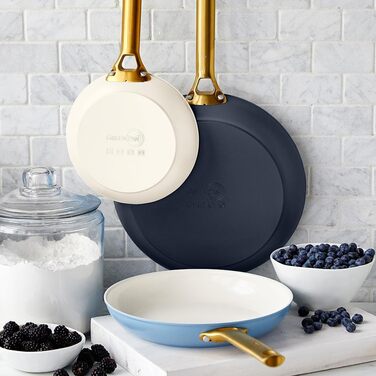 Набір сковорідок GreenPan, 3 шт., з керамічним покриттям, антипригарні, без PFOA та PFAS, з нержавіючої сталі, для плити та духовки, 20.3 см, 25.4 см, 30.5 см