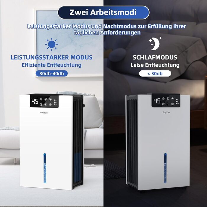 Електричний осушувач повітря 2700 мл з фільтром, LED дисплеєм та автовимкненням, білий