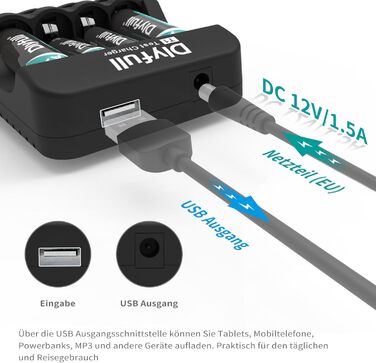 Зарядний пристрій Dlyfull для акумуляторів AA AAA: швидка зарядка, відновлення, розрядка, сумісний з NI-MH, NI-CD