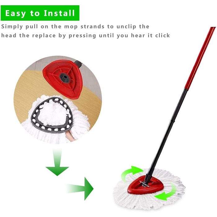 Yision Spin Mop Replacement Heads, 100% Microfiber Spin Mop Refill Heads, 360° Micro Replacement Mop Head for Easy Home Cleaning Floor Squeegee (12-Pack, White)