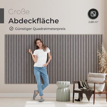 Акустичні панелі з натурального дерева (набір 4 шт) 120x60x2.1 см, шпон груші та чорний акустичний фліс, 3D стінні панелі для шумоізоляції та декору інтер'єру