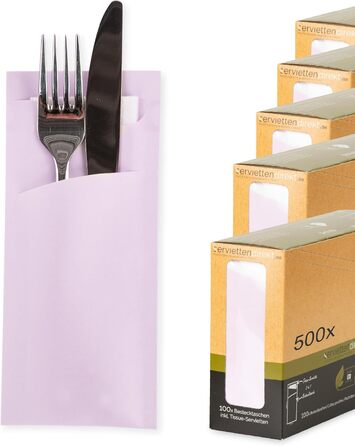 Серветкові кишені Prime Guest Prime Fit 85x190 мм з білою 2-шаровою серветкою, для ресторану та свят, 500 шт, світло-рожеві