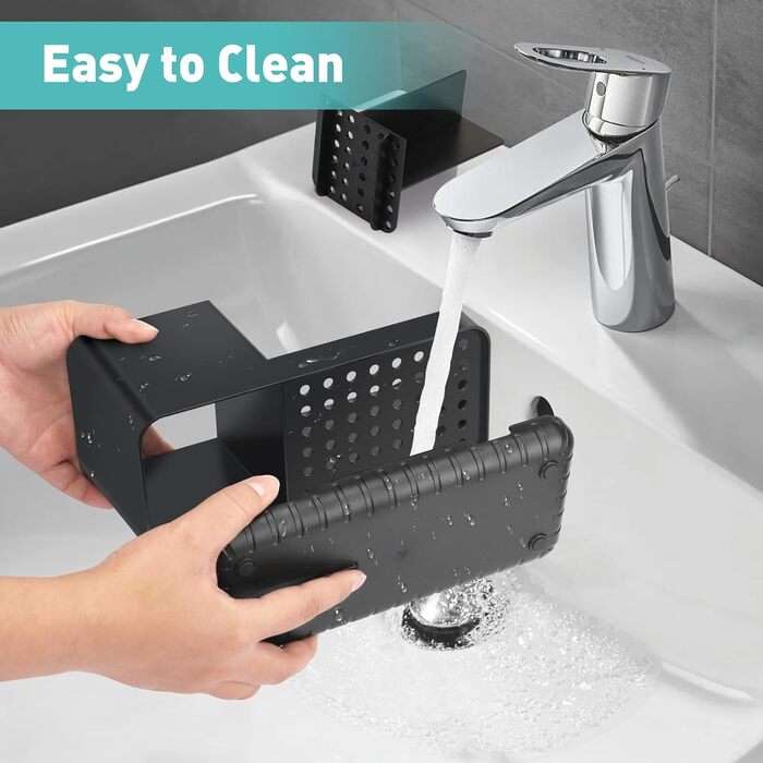 Тримач для зубних щіток у ванну кімнату: органайзер для електричної та звичайної зубної щітки з отвором для стоку води (сірий, чорний)