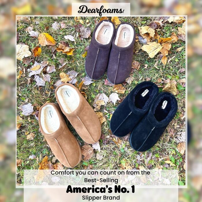 Чоловічі тапочки-клоги Dearfoams з замші для дому та вулиці, розмір 40.5 EU, чорні