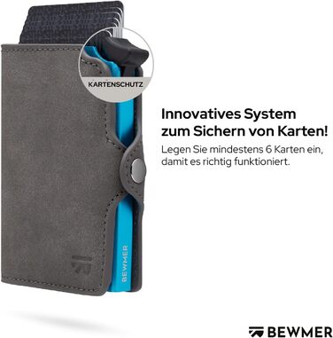 BEWMER Елегантне шкіряне картхолдер/портмоне преміум-класу | RFID-захист | Для жінок та чоловіків (Темно-синій)