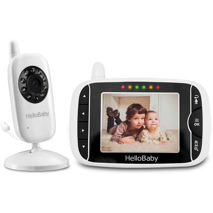 Дитячий відеоняня HelloBaby HB32 з камерою, 3.2' LCD екран, двосторонній зв'язок, нічне бачення, моніторинг температури, білий