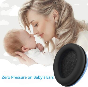 Навушники для захисту вух дитини 0-2 роки - шумозахисні навушники для літака, сну та повсякденного використання | Регульовані, м'які та легкі для новонароджених та малюків, (Блакитні)