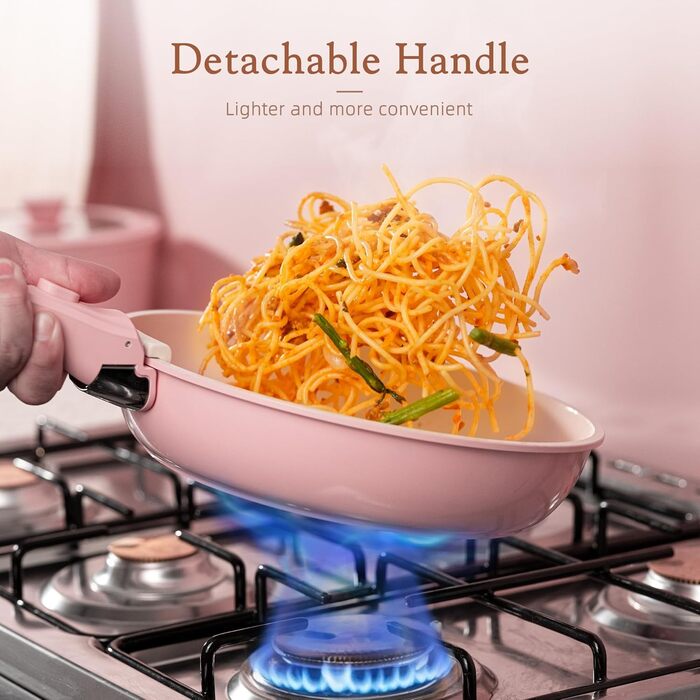 Набір посуду Astercook 21 предмет: каструлі та сковорідки з антипригарним покриттям, керамічний набір посуду, знімні ручки, для дому та кемпінгу, сумісний з індукцією, можна мити в духовці, стійкий, компактний