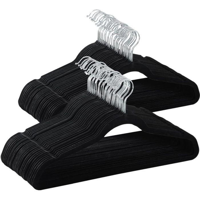 Yaheetech Velvet Clothes Hangers, Wardrobe Hangers, 100 Pack Suit Hangers, Non-Slip Surface, Laundry Hangers with 360° Swivel Hook, Black