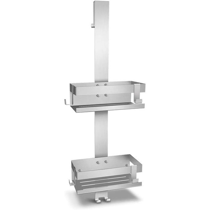 Полка для душу Melko з нержавіючої сталі без свердління, дзеркальний захист, кріплення для шампуню з гачками, підходить для душової кабіни з безрамковою скляною дверцями, антикорозійна, тримач для бритви та рушників