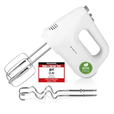 Електричний міксер EMERIO HM-124178: 250 Вт, 6 швидкостей, турбо-режим, нержавіюча сталь, мийка в посудомийній машині, BPA-free