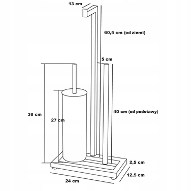Підставка для туалетного паперу з тримачем та йоржиком для унітаза, чорна, стиль лофт, Yoka Home