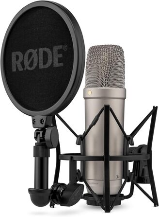 RØDE NT1 5th Gen: Конденсаторний мікрофон з XLR/USB, поп-фільтр та пауза для запису вокалу, музики та подкастів (чорний/сріблястий)