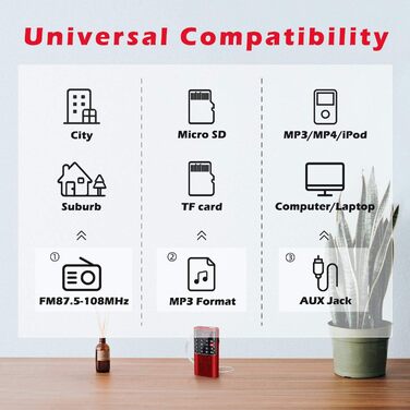 Портативне радіо Prunus J-328 з функцією запису, MP3/TF/AUX, рожеве