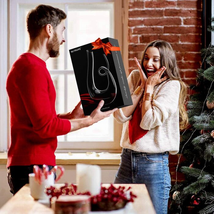 NUTRIUPS Wine Decanter, Red Wine Decanter, 1.2L Lead-Free Crystal Wine Decanter, Red Wine Decanter, Decanter, Wine Aerating Decanter with Free Cleaning Brush, Wine Decanter