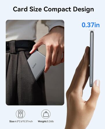 Power Bank Orico Kada Magsafe 5000mAh з USB-C, Магнітний, 20W PD, для iPhone 16/15/14/13/12 (Сірий)