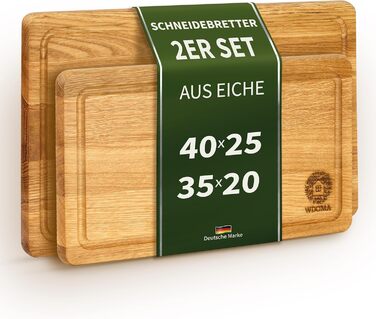 WDOMA Cutting Board Set - Oak Wood - 2-Piece Set - 40x25 / 35x20 - XL/L Cutting Boards - Wood Board for Kitchen - Cutting Board Wood - Wooden Cutting Board - Kitchen Wood Board