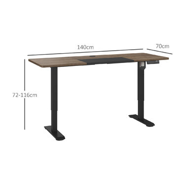 Vinsetto Electric Standing Desk Frame with Motor, Computer Desk, Height Adjustable, Standing Desk, Natural+Black, 140x70x72-116cm | Aosom