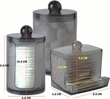 Диспенсер для ватних дисків та паличок з PET, чорний. Організатор для косметики та макіяжу.