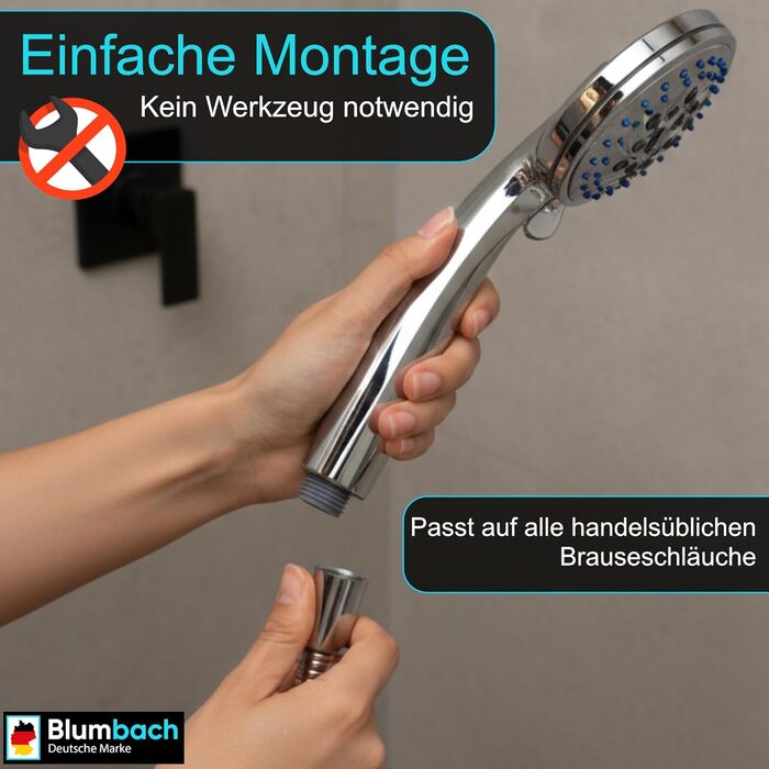 Насадка для душу Energy Rain з 9 режимами, високий тиск, економна вода, ручна лійка для душу, хром