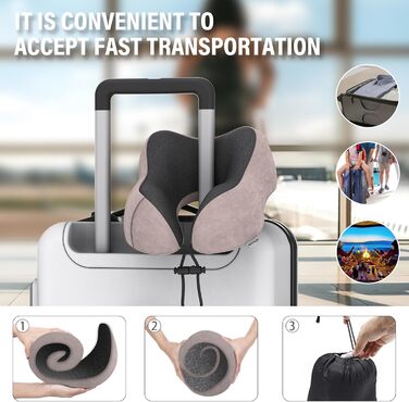 Подушка для шиї у вигляді годівниці, для подорожей, авто, офісу, дому, з Memory Foam, м'який велюровий чохол (Світло-рожевий)