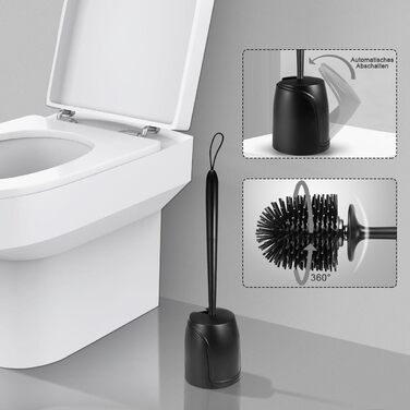 Набір для туалету: щітка з тримачем, силіконова щітка для унітазу, довга ручка, швидке висихання, настінний/підлоговий монтаж (білий та чорний)