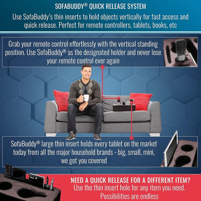 Sofa-Buddy Practical Couch Cup Holder, Couch Coaster, Sofa Cup Holder. The perfect couch accessory (Square-big-leather-brown)