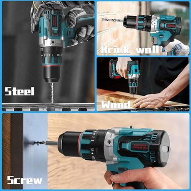 Акумуляторний шуруповерт 21V безщітковий 80 Нм – професійний шуруповерт з 2 акумуляторами 2000 мАг, 2 швидкості, 20+3 ступені крутного моменту, LED-підсвітка та аксесуари – для майстрів, майстерні та ремонту XL02-H