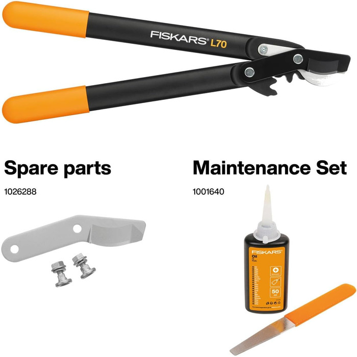 Секатор Fiskars PowerGear II L70 для свіжої деревини, антипригарне покриття, загартована сталь, 46 см, чорний/помаранчевий, 1002104