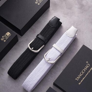 Тканинний еластичний ремінь TANGCHAO (2 шт.) - плетіний, унісекс, 3.3 см, 90-135 см
