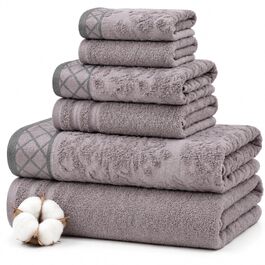 Набір рушників Pacific Coast Textilien Damast Jacquard з бордюром, 100% бавовна, сірі, 8 шт.